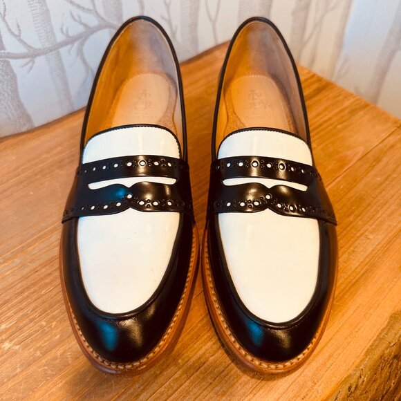 The Office of Angela Scott Ms Madison Black and White Penny Loafer- NIB  7.5 - Picture 2 of 5